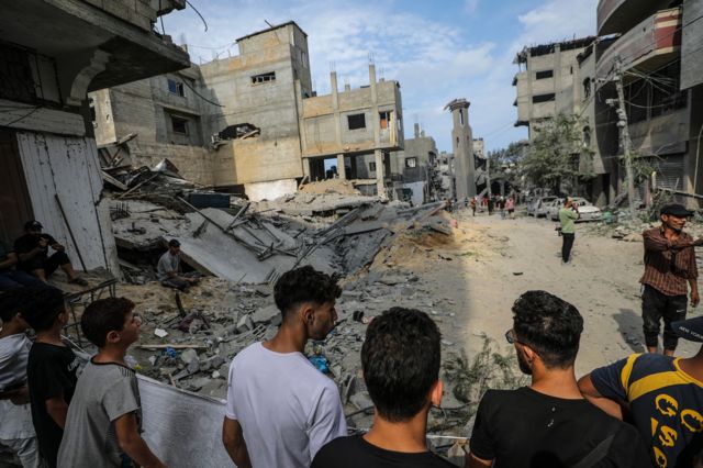 Destruição na cidade de Gaza, na Faixa de Gaza