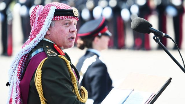 King Abdullah II of Jordan attends the Sovereign's Parade at the Royal Military Academy Sandhurst