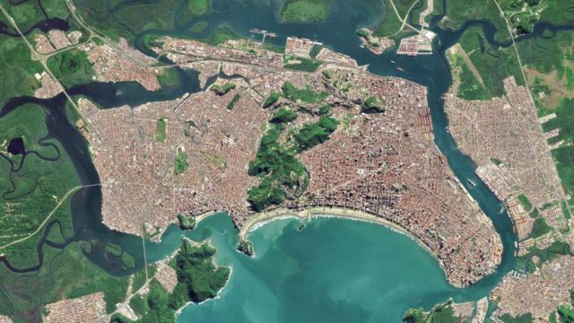 Vista área do porto de Santos