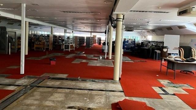 The flood damage at the library