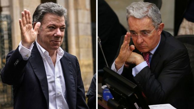 Juan Manuel Santos y Álvaro Uribe