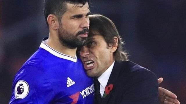 Chelsea striker Diego Costa (left) and manager Antonio Conte
