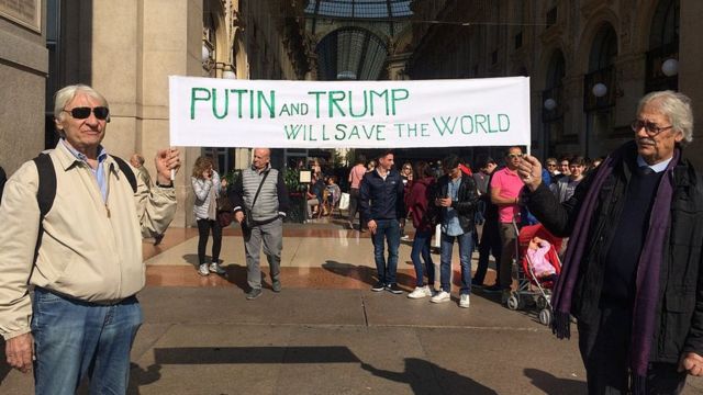 "Путин и Трамп спасут мир". Пикет в Милане