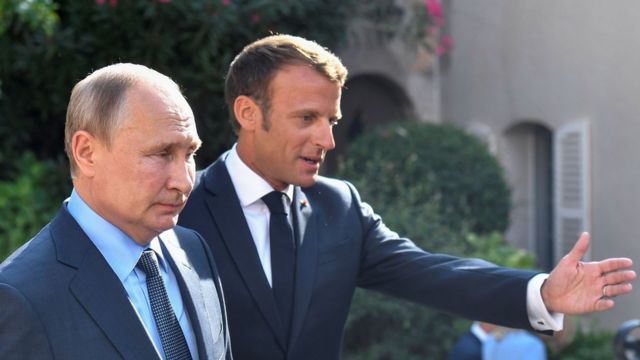 Путин, Макрон в Брегансоне, август 2019