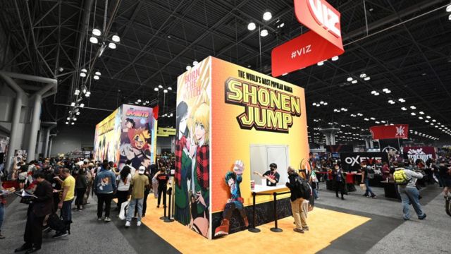 Un estand de Shonen Jump en el ComicCon de Nueva York 2021