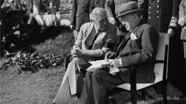 Churchill and Roosevelt in Marrakech in 1943