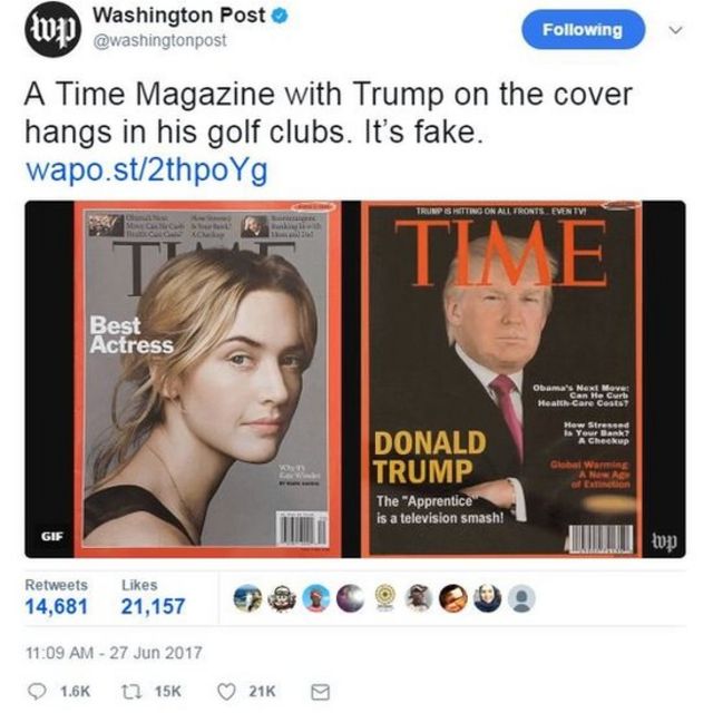 Como Un Periodista Descubrio Que Es Falsa La Portada De Donald Trump En La Revista Time Colgada En Edificios Del Presidente De Estados Unidos Bbc News Mundo