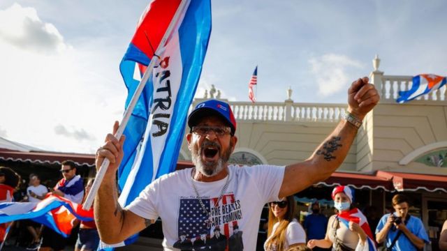 Manifestación en Estados Unidos a favor de la democracia en Cuba.