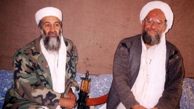 Osama Bin Laden and Ayman al-Zawahiri in 2001 photo