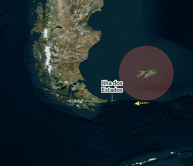 Mapa mostrando o Belgrano voltando para oeste