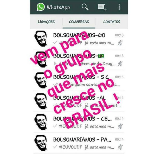 Grupos de WhatsApp de apoio a Bolsonaro