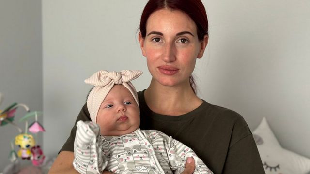 Evgeniya Emerald with her three-month-old baby