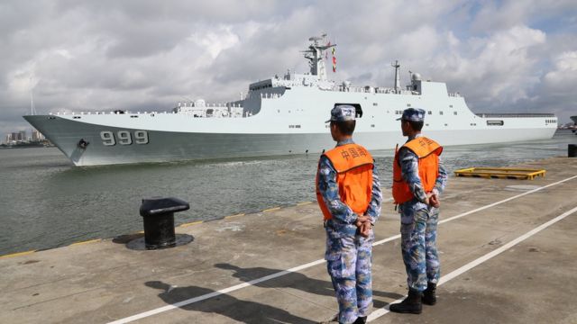 解放軍駐吉布提保障基地成立暨部隊出征儀式在廣東湛江某軍港舉行