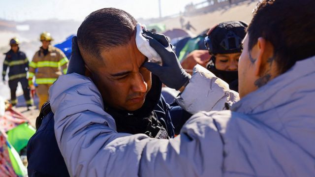 Policy herido en campamento de migrantes en Ciudad Juárez