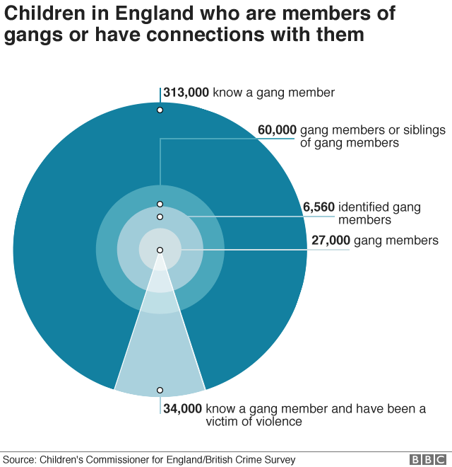 Chart showing the numbers of children in gangs