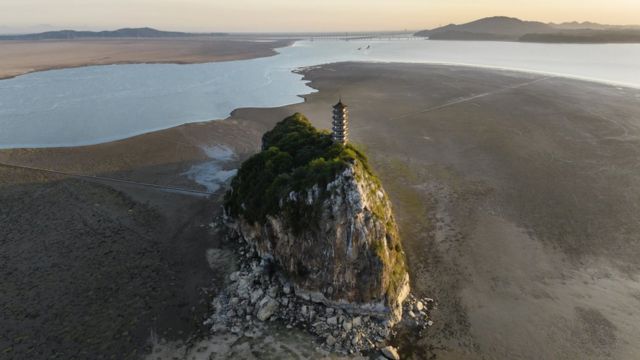 Aerial photography of Xueshan Island in Poyang Lake in Hukou County, Jiujiang, Jiangxi Province (China News Agency Photo 13/8/2022)