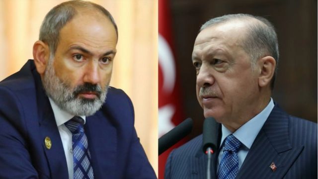 الرئيس التركي رجب طيب أردوغان ورئيس الوزراء الأرميني نيكول باشينيان