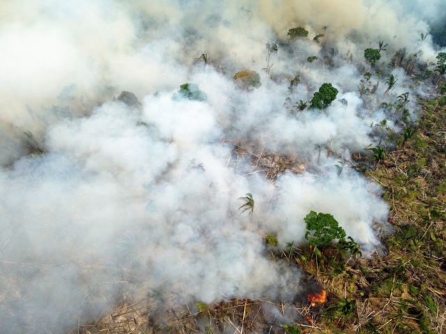 Vista aérea de queimada na floresta no sul do Estado do Amazonas, em 17 de setembro de 2022