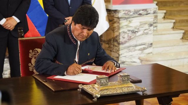 Evo Morales en su época como presidente