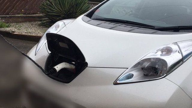 Charging point on an electric car