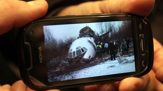 Imagen de accidente aéreo en celular