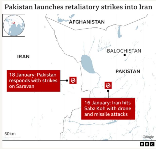 Map showing where attacks took place