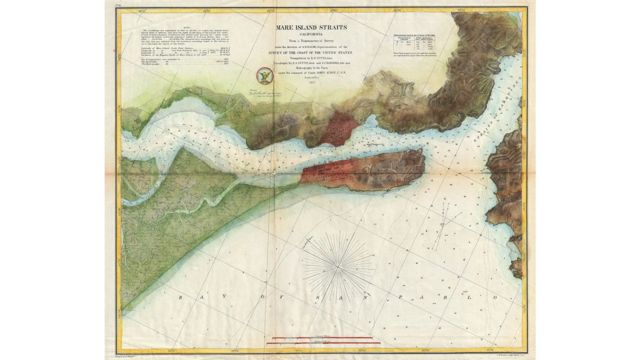 Mapa marítimo feito na era vitoriana