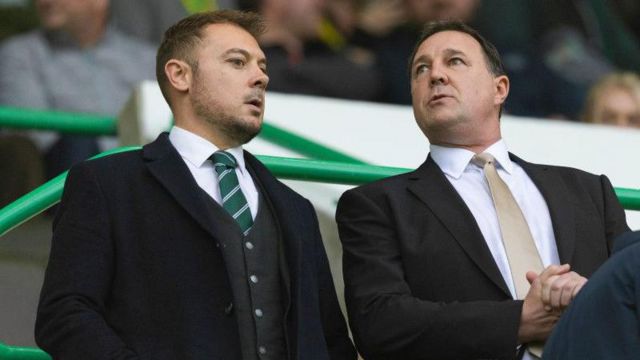Sporting director Malky Mackay, right, led the search for Hibs' new head coach