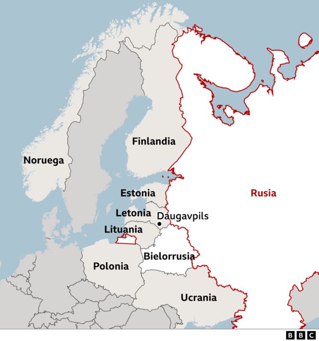 Mapa de los países vecinos de Rusia.