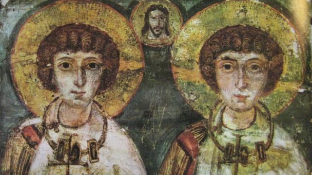 Imagem dos santos Sérgio e Baco, datada do século 7