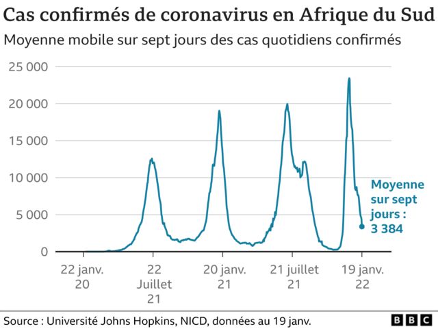 Graphique Cas confirmés de Covid en Afrique du Sud