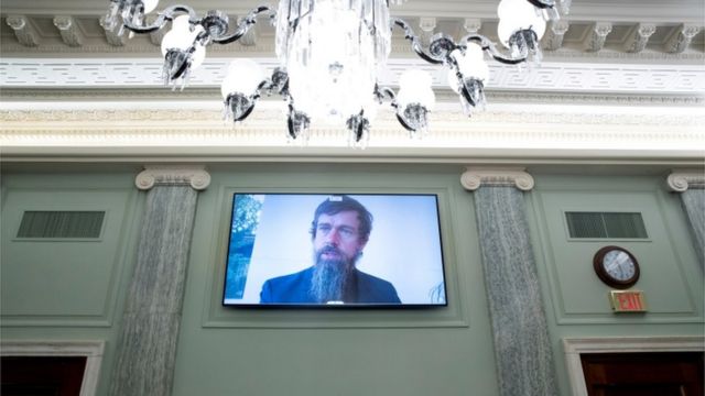 Jack Dorsey at a virtual session of the US Congress in October 2020.