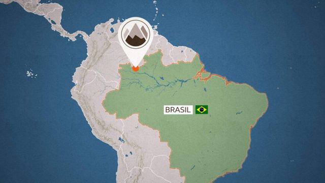 Mapa con la ubicación de Pico da Neblina, en el norte de Brasil.