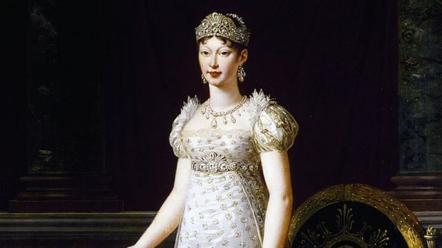 Retrato de María Louisa, esposa de Napoleón, portando el collar de diamantes que éste le regaló.