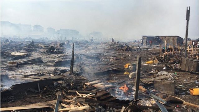 Okobaba plank market Ebute Metta: How fire burn di biggest wood market for  West Africa - BBC News Pidgin