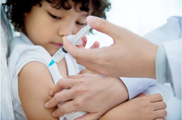 Children getting the flu vaccine