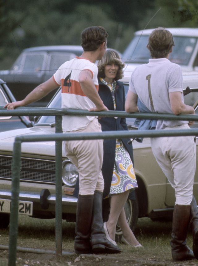 King Charles III and Camilla Parker Bowles, now Queen Consort, resting after a polo match, circa 1972.