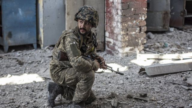 Soldat ukrainien à Severodonetsk