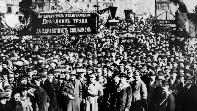 Protesta en Petrogrado, 1917.