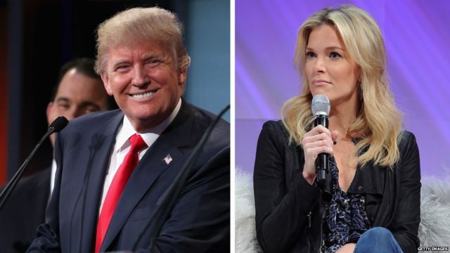 ドナルド・トランプ氏とフォックス・テレビのメギン・ケリー氏