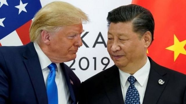 O presidente americano Donald Trump ao lado do presidente chinês Xi Jinping
