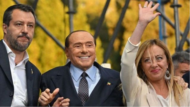 三位意大利右翼领导人上周在舞台上团结起来，这是两年多以来的第一次。(photo:BBC)