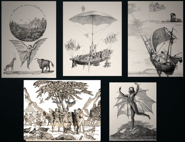 Cinco ilustrações diferentes de homens-morcego