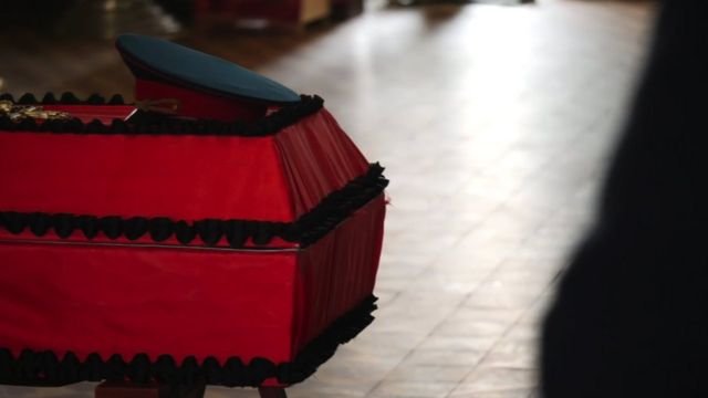 A coffin of a Russian military