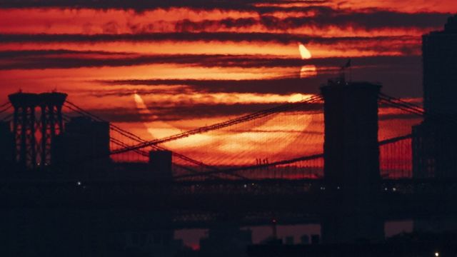 Vista del eclipse solar anular en Nueva York
