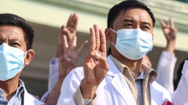 Doctors in Myanmar express their protest