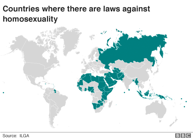World map shows where there are laws against homosexuality