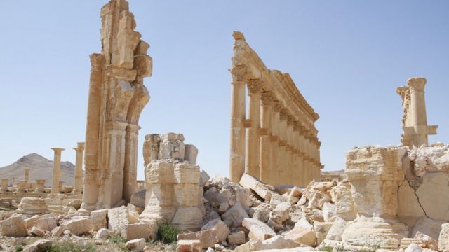 Daños causados por EI en Palmira.