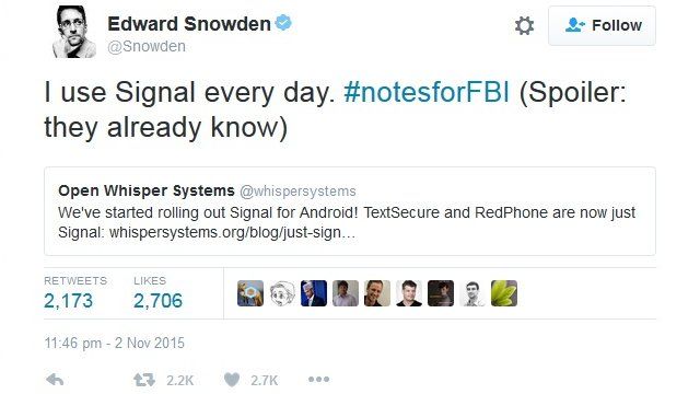 Tuit de Edward Snowden