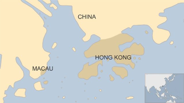 map of China showing location of Macau